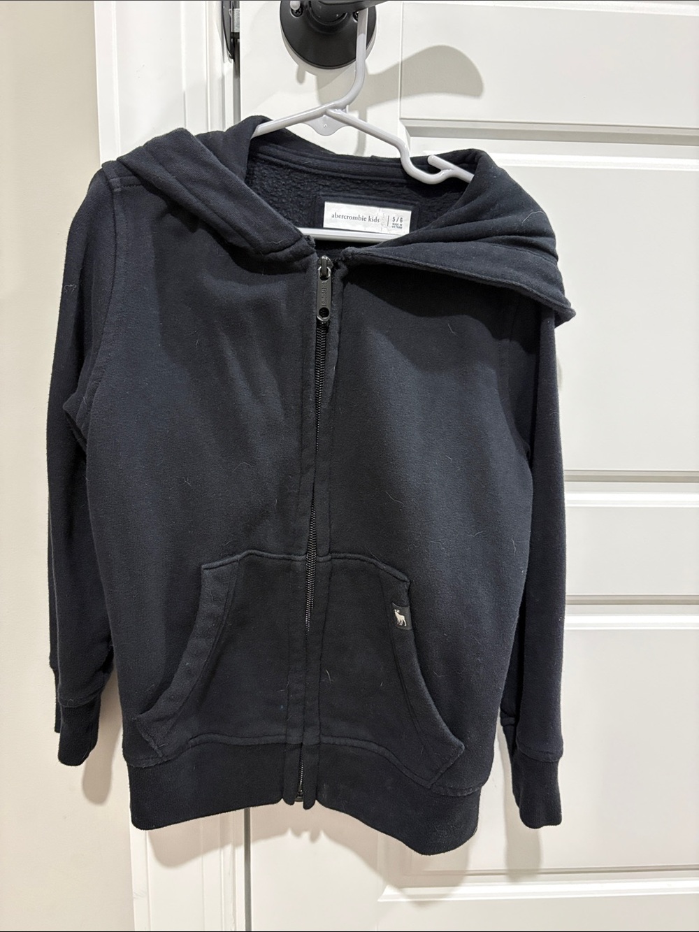abercrombie kids black zip-front hooded sweatshirt